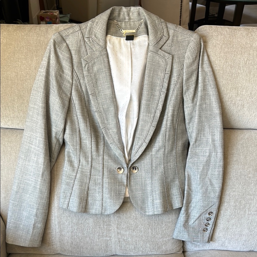 White House Black Market Gray Blazer with Structured Shoulders